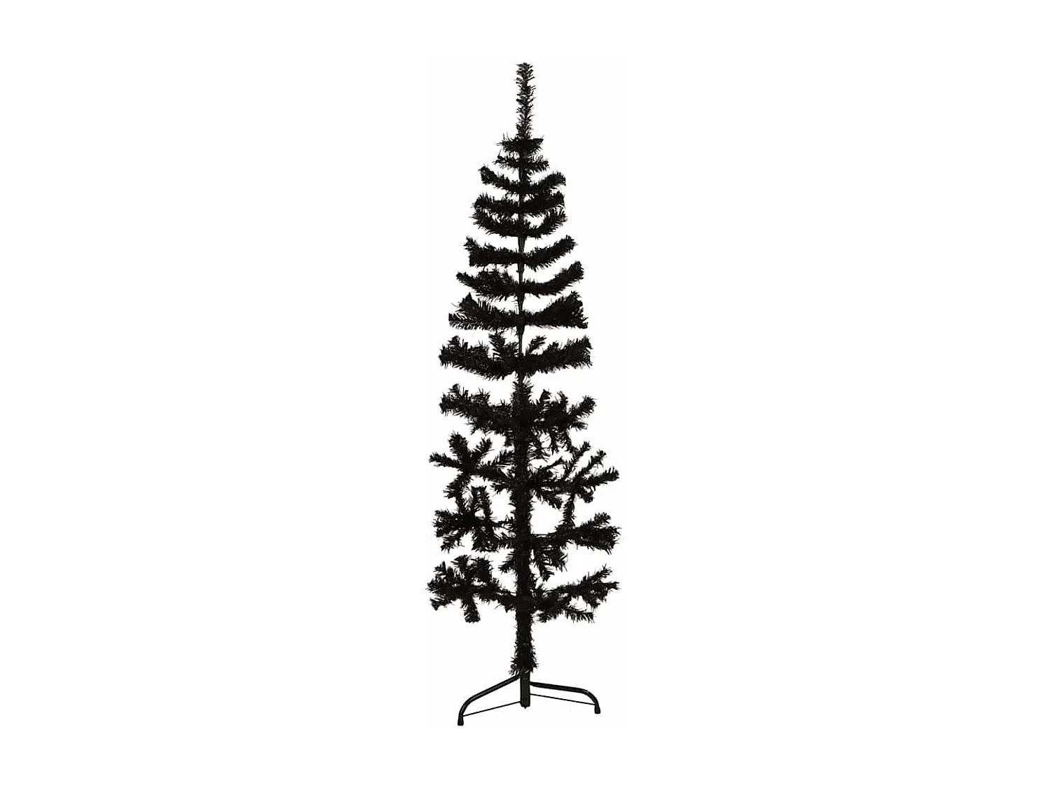 Kunstkerstboom half met standaard smal 150 cm zwart