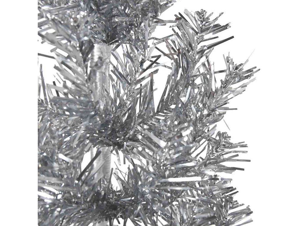 Demi sapin de Noël artificiel mince avec support Argenté 210 cm