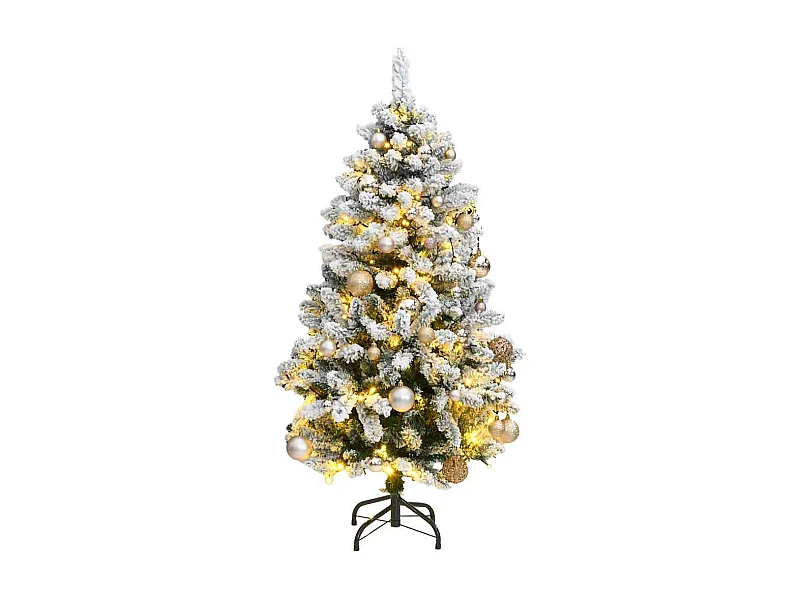Kunstkerstboom met scharnieren 150 LED's en kerstballen 150 cm