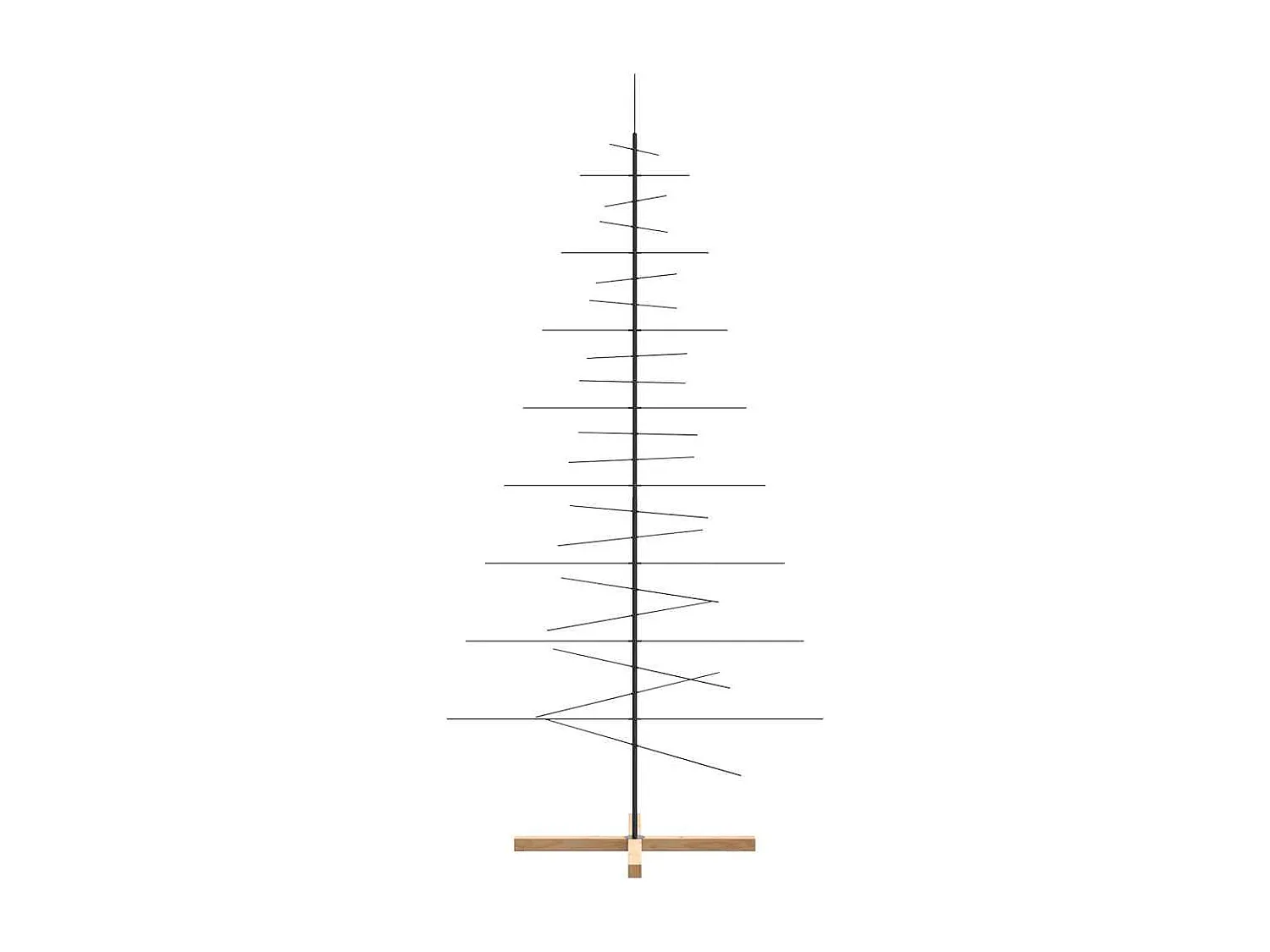 Arbre de Noël en métal avec base en bois noir 210 cm