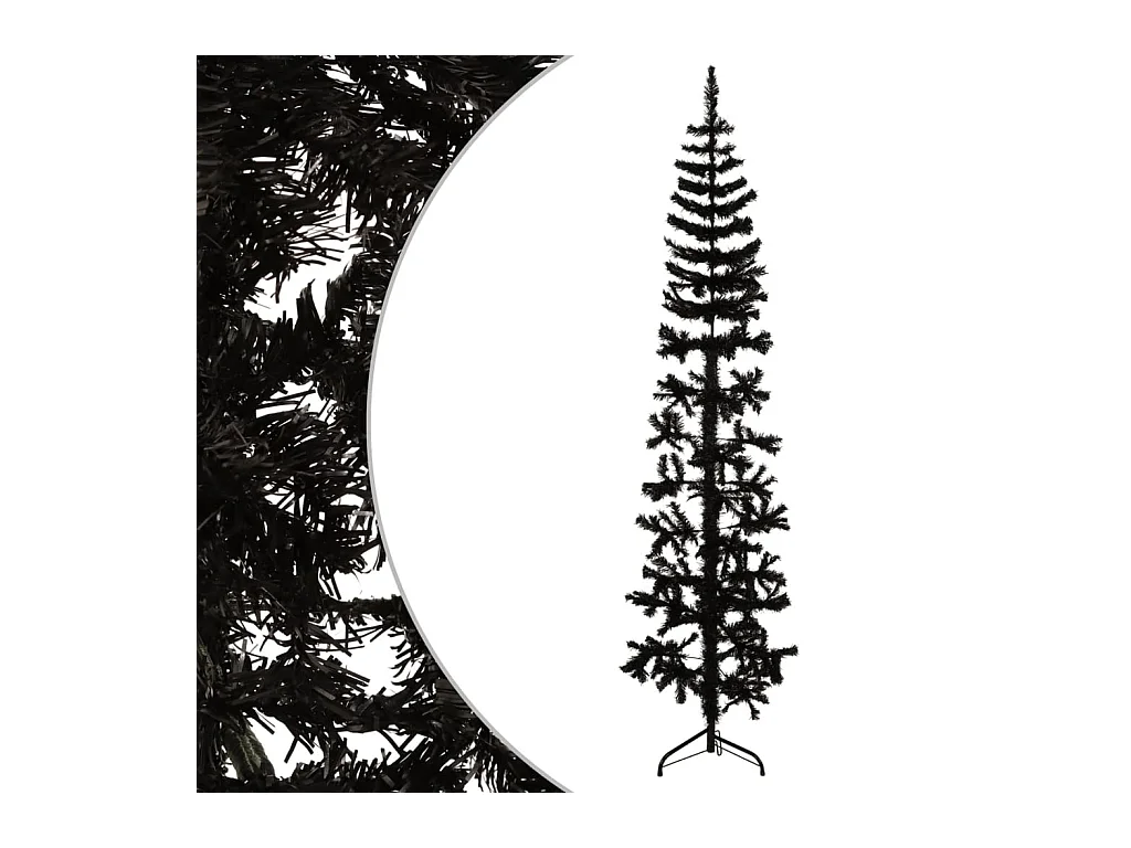 Medio árbol de Navidad artificial con soporte negro 210 cm