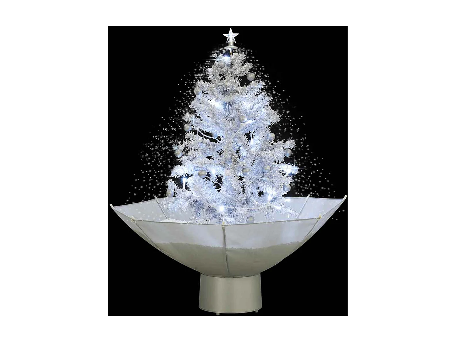 Arbre de Noël neigeux avec base de parapluie Blanc 75 cm