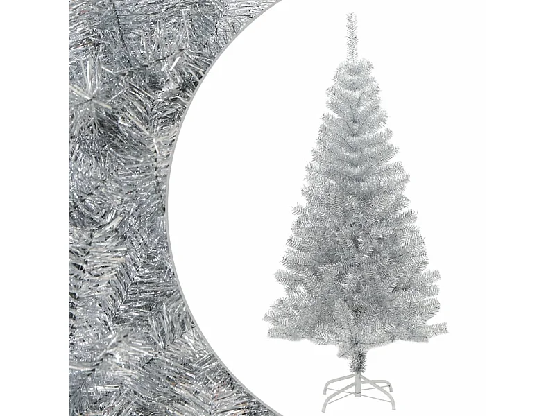 Sapin de Noël artificiel avec support argenté 120 cm PET