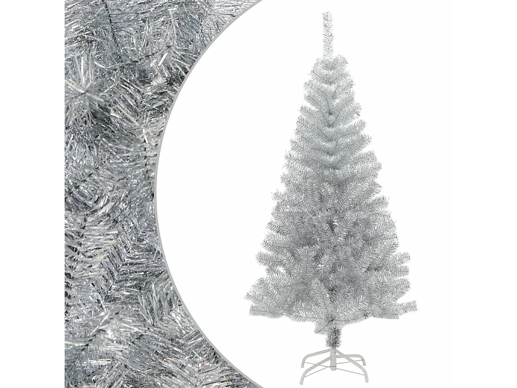Sapin de Noël artificiel avec support argenté 120 cm PET