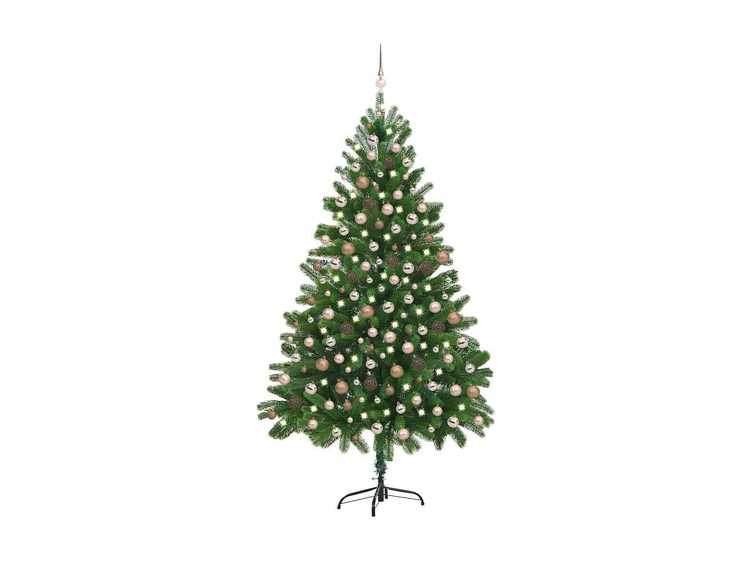 Arbre de Noël artificiel pré-éclairé et boules 210 cm vert