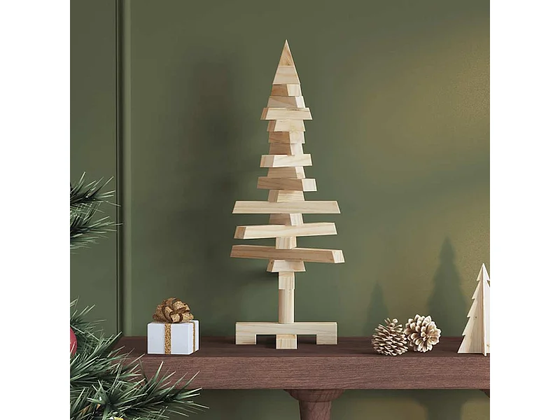 Kerstdecoratie kerstboom 60 cm massief grenenhout