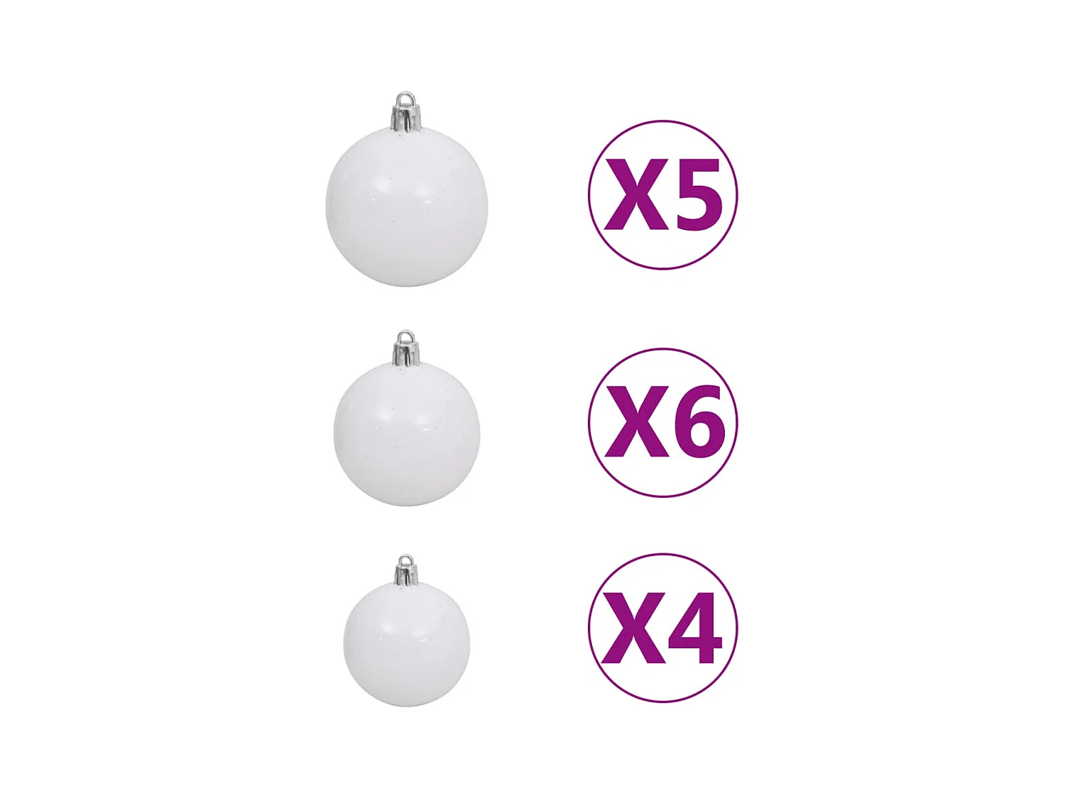 Demi-arbre de Noël artificiel avec LED et boules Blanc 120 cm