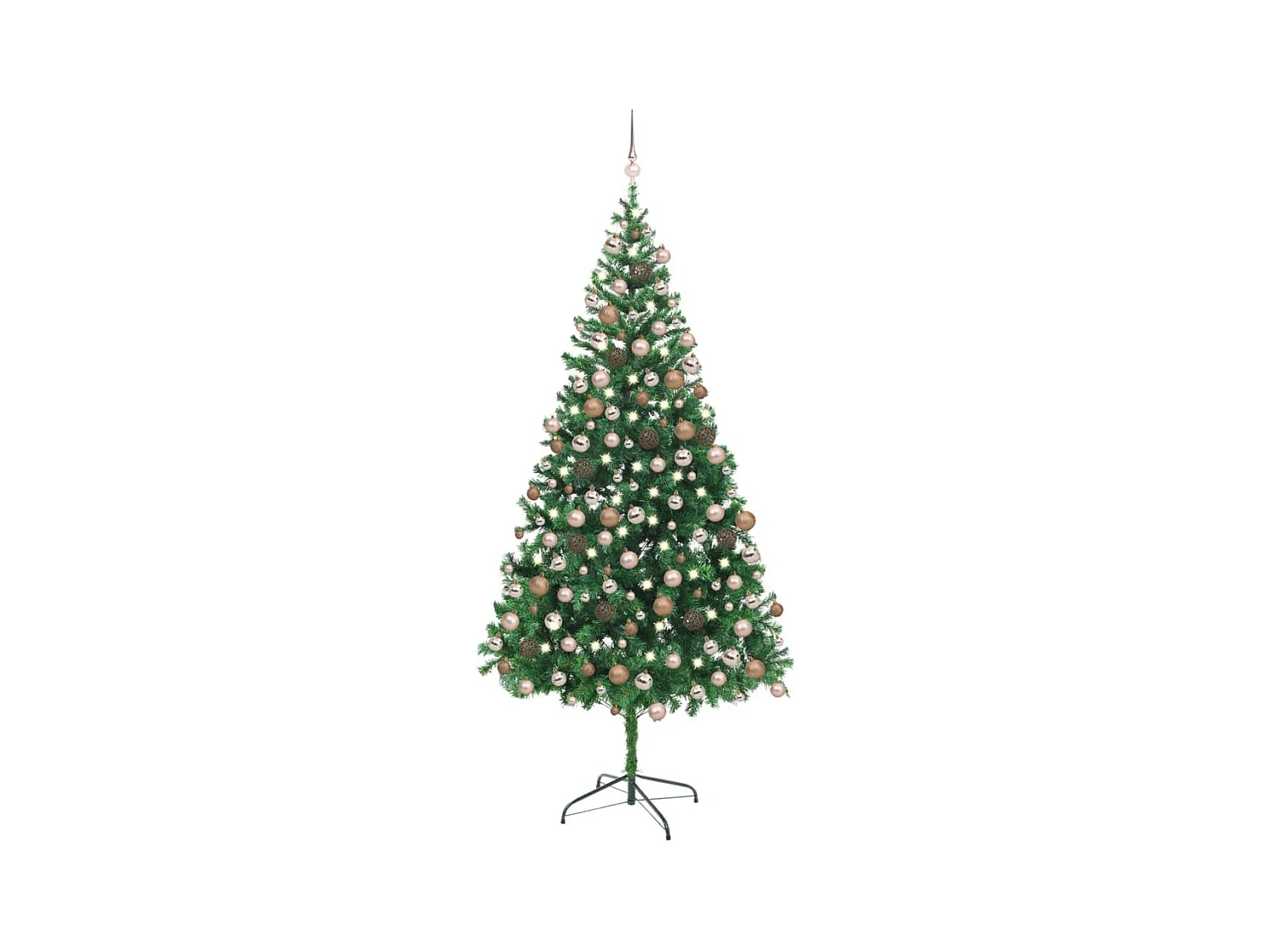 Kunstkerstboom met verlichting en kerstballen 910 takken 210 cm
