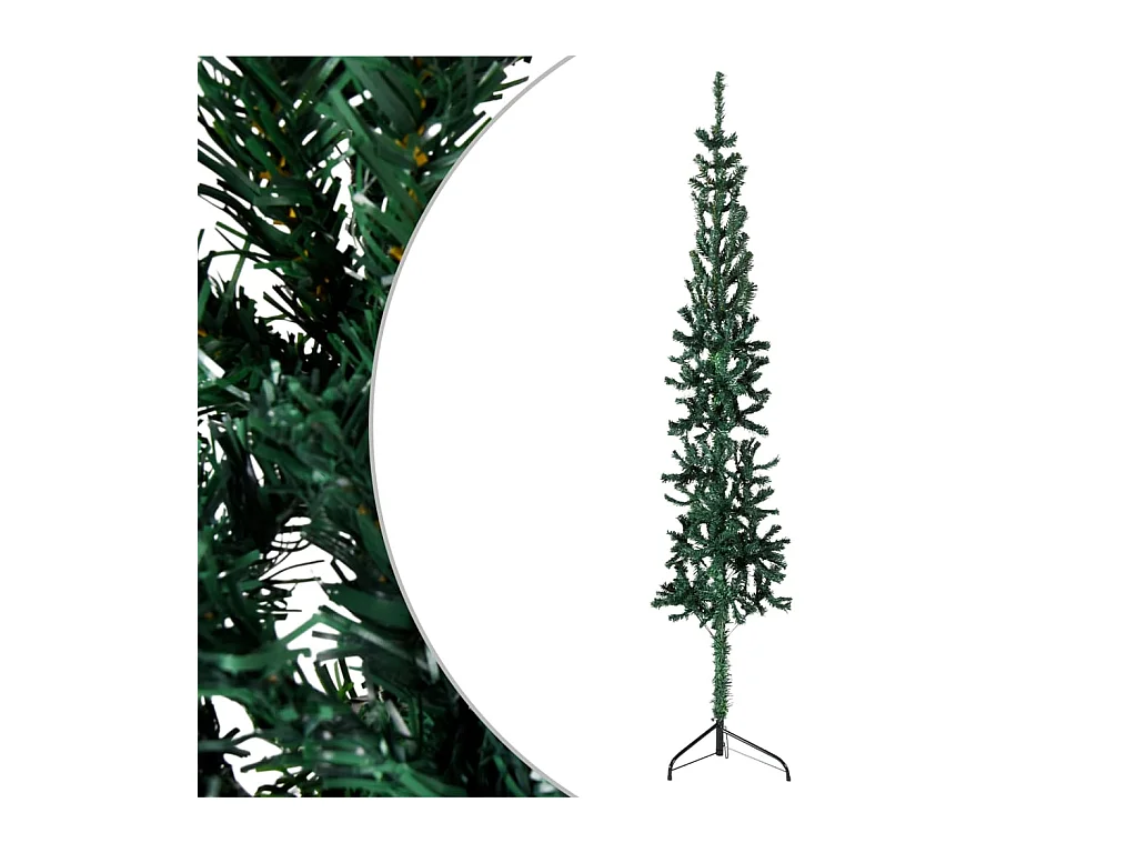 Demi sapin de Noël artificiel mince avec support Vert 180 cm