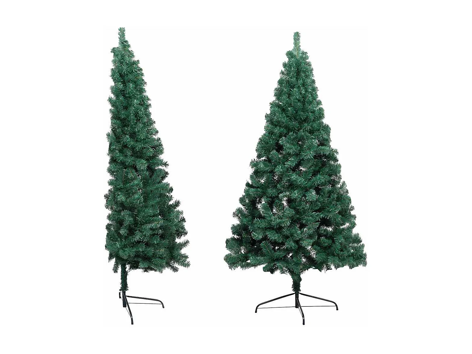 Demi-arbre de Noël artificiel pré-éclairé et boules vert 240 cm