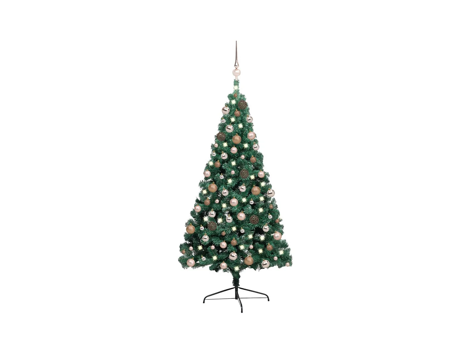 Demi-arbre de Noël artificiel avec LED et boules Vert 240 cm