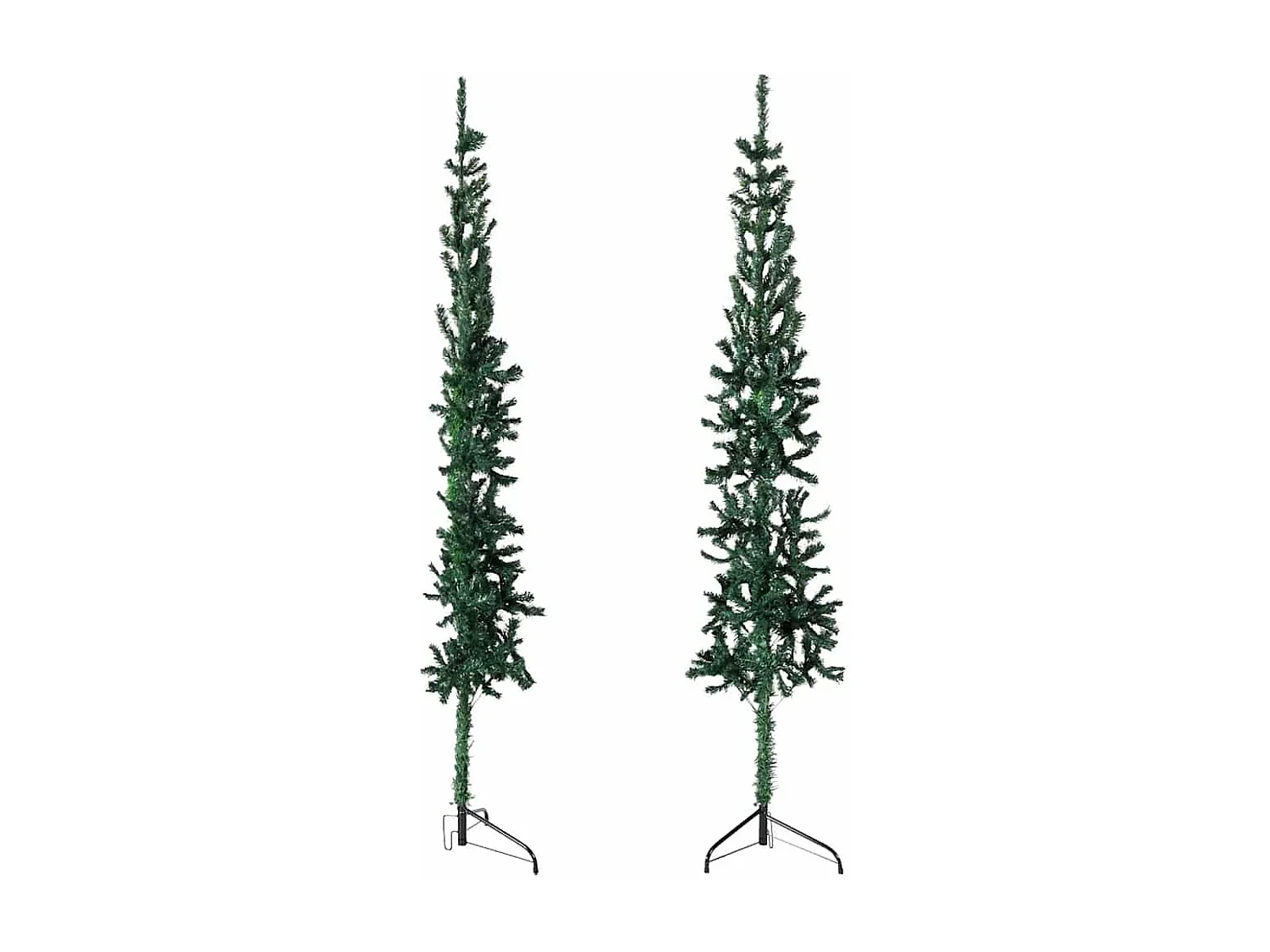 Demi sapin de Noël artificiel mince avec support Vert 210 cm