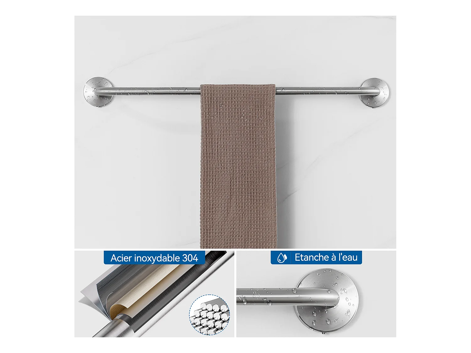 Auralum max Colonne Douche Hydromassante avec LCD Écran Affichage Temprérature,Inox,4 Jets Massage+Ensemble Salle Bain Accessoire 6 Pièces,Inox