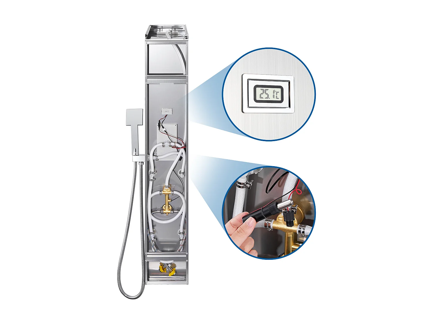 Hydromassage Douchekolom met LCD-scherm Temperatuurweergave, met 4 massagestralen + 60 cm Inrte-Badkamer Handdoeken Zelfklevend/RVS Boren