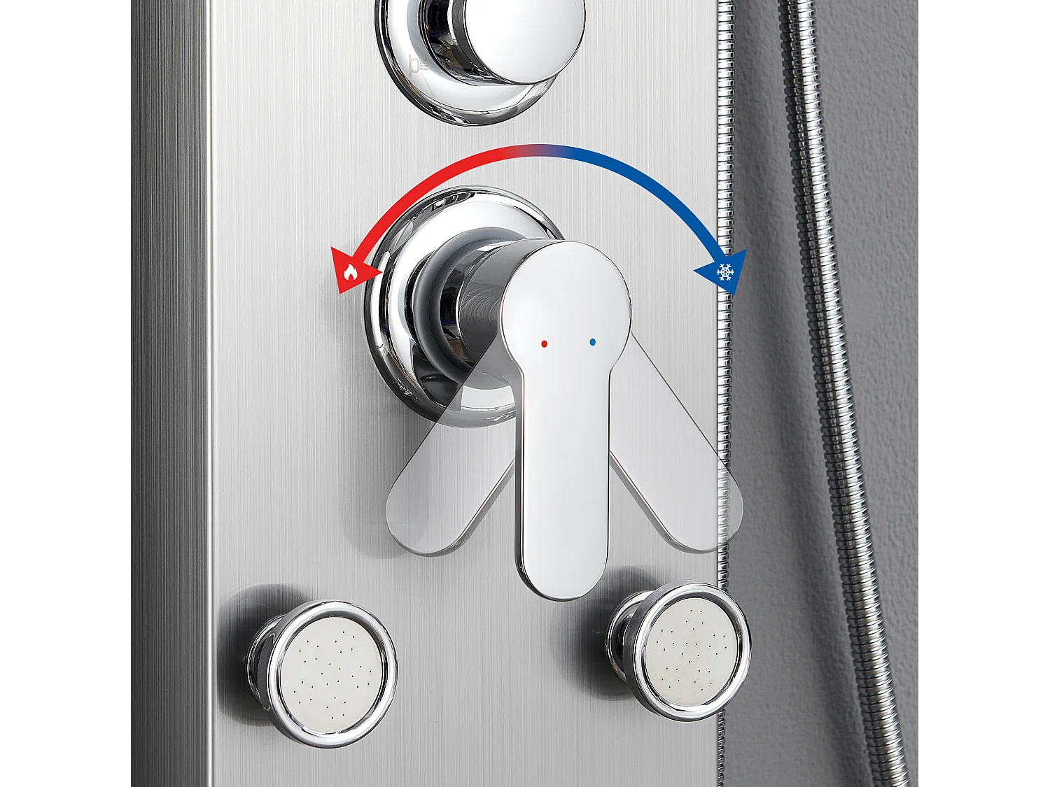 AuraLum Max Columna Ducha Hidromasaje con Pantalla LCD Indicador Temperatura Panel Ducha Multifunción Inoxidable con 4 Jets de Masaje, Modelo UE