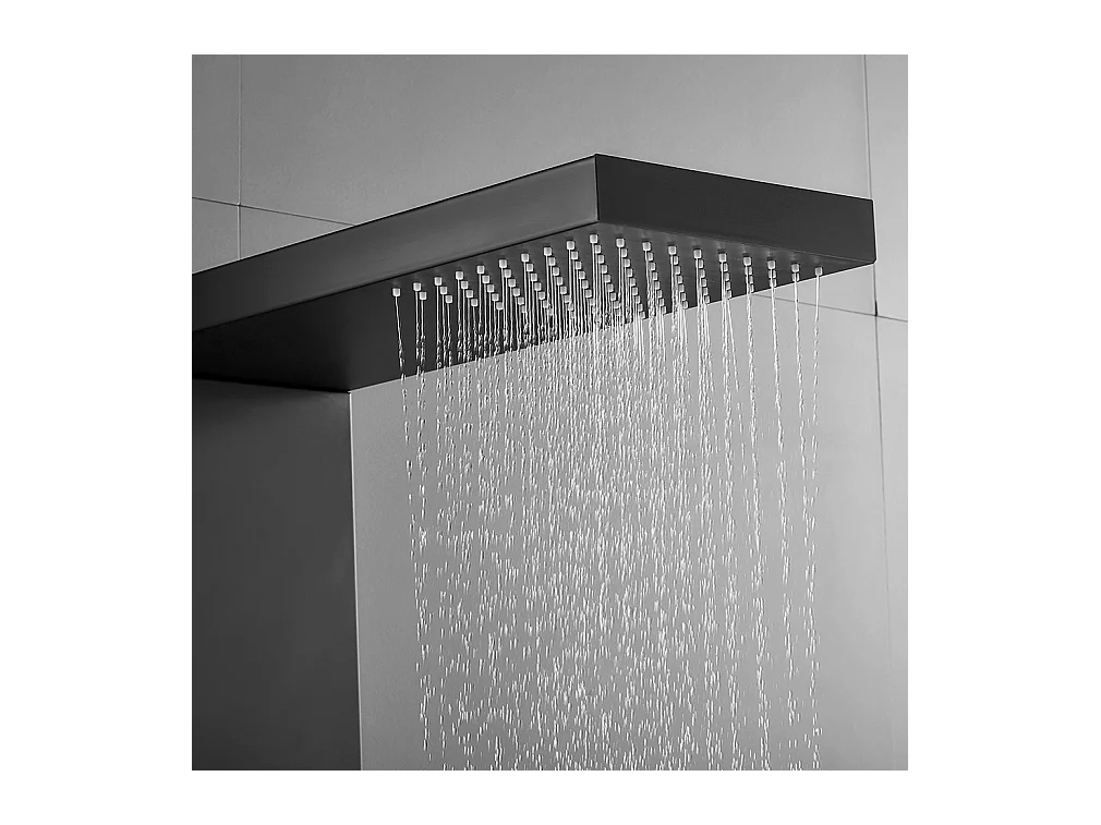 Panneau Colonne de Douche Hydromassante Noir Panneau de Douche Kit en Acier Inox avec 6 Grandes Buses Massants Ensemble de Douche avec Écran LCD