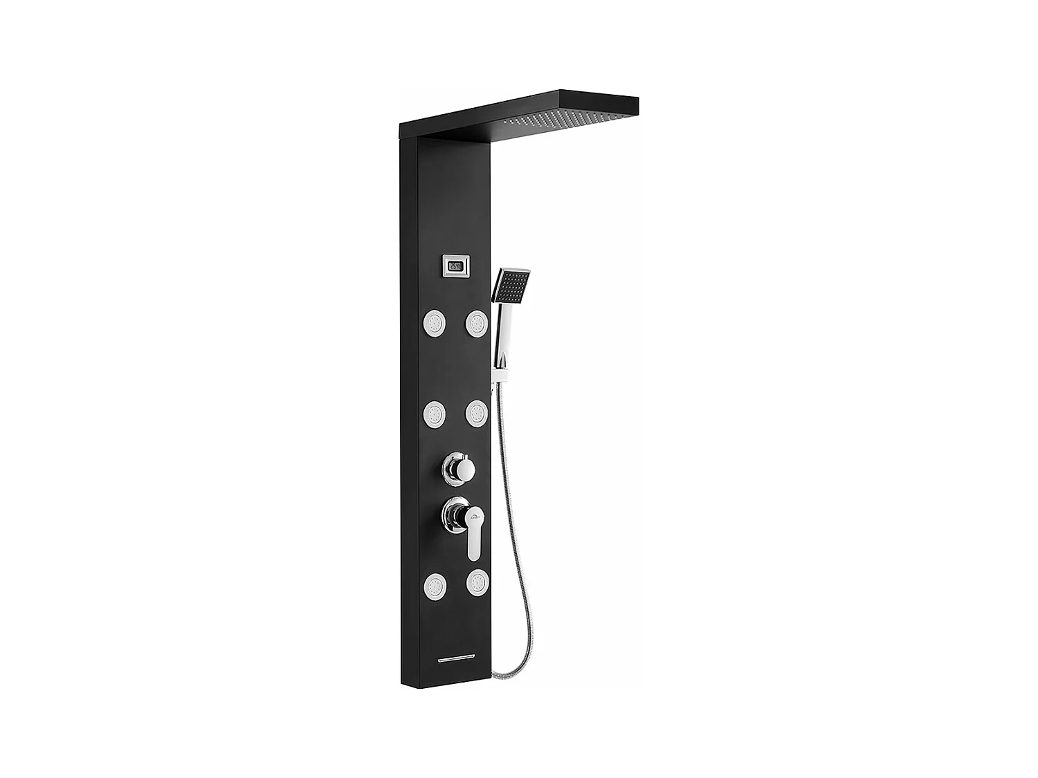 Colonne de Douche Noir,Panneau de Douche Acier Inox Multifonction avec Écran LCD, Colonne Douche Hydromassante avec Mitigeur et Buses Massants