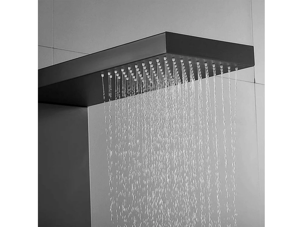 Colonne de Douche Noir,Panneau de Douche Acier Inox Multifonction avec Écran LCD, Colonne Douche Hydromassante avec Mitigeur et Buses Massants