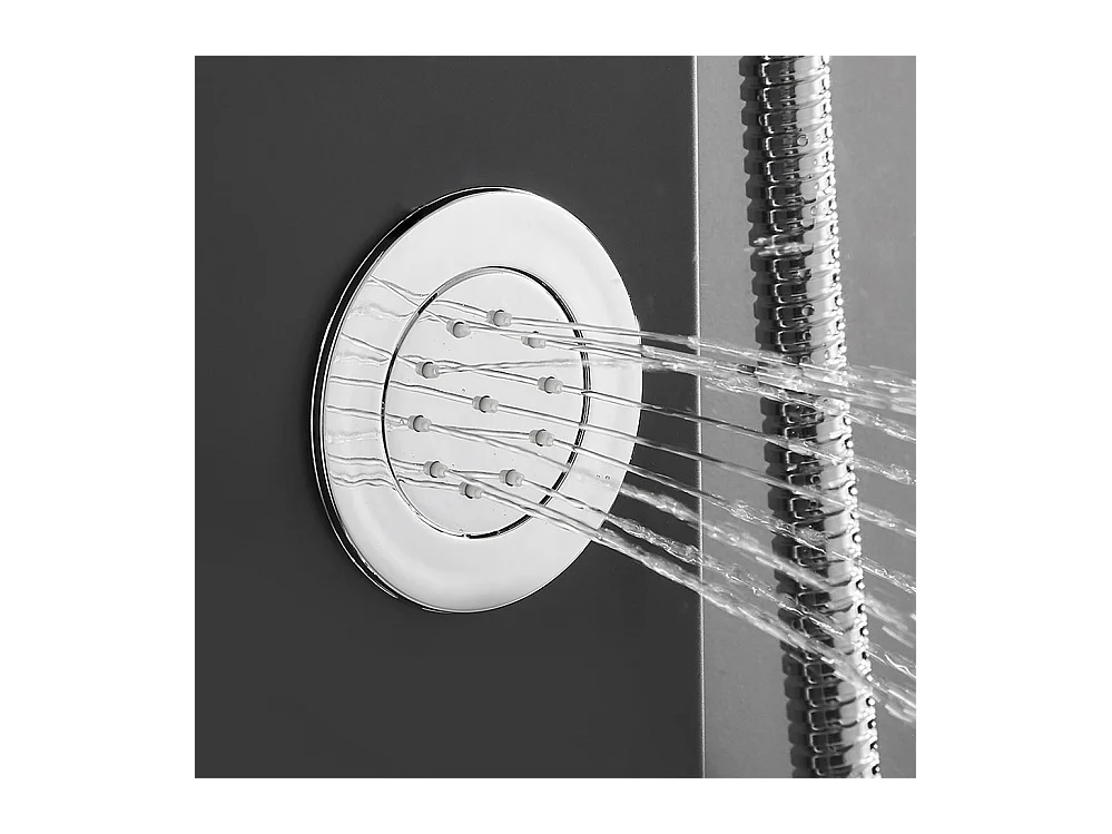 Colonne de Douche Noir LED Panneau douche pour Salle Bain Hydromassages Système Douchemultifonctionnel colonne murale 6 Grandes Buses Massants