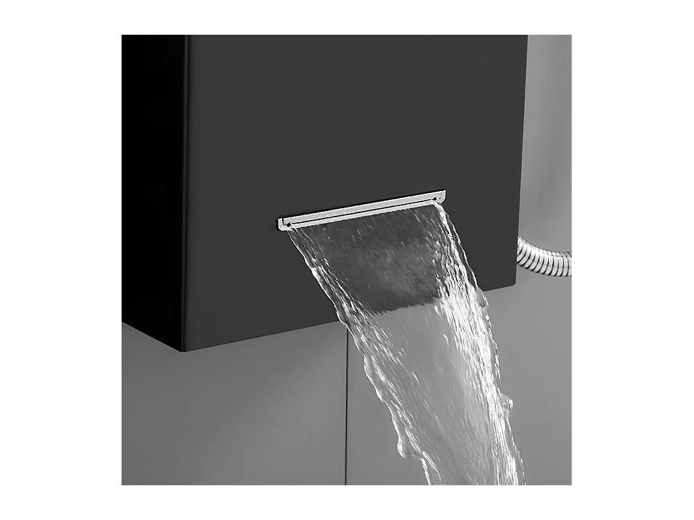 Colonne de Douche Noir LED Panneau douche pour Salle Bain Hydromassages Système Douchemultifonctionnel colonne murale 6 Grandes Buses Massants