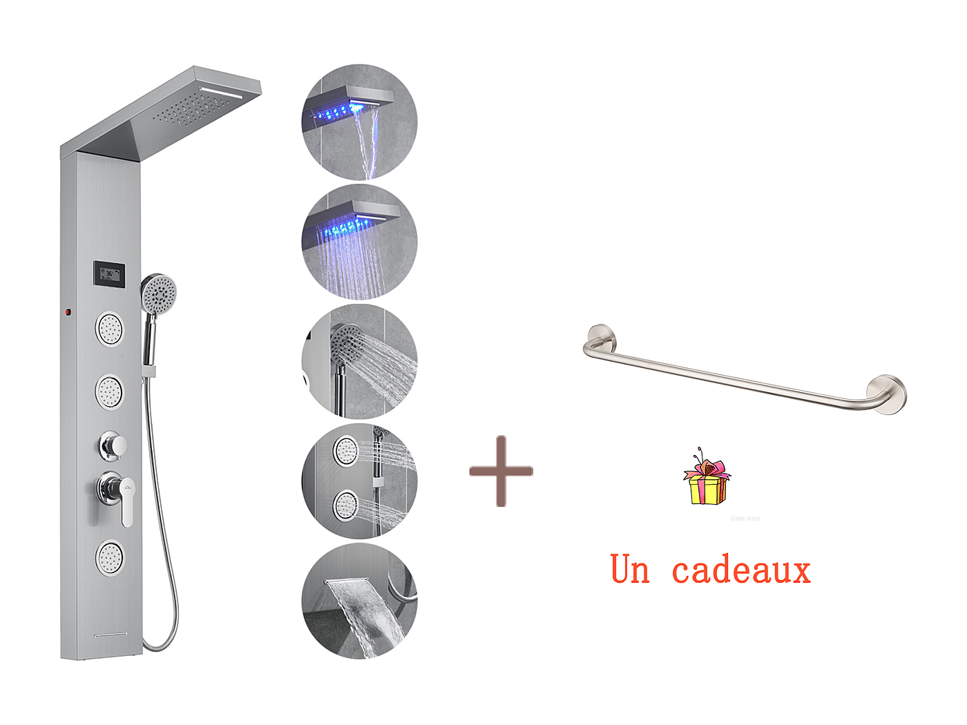 Pommeau De Douche Avec Thermomètre LED – Affichage Température En Temps Réel, Sécurité Bébé, Alimentation Hydroélectrique