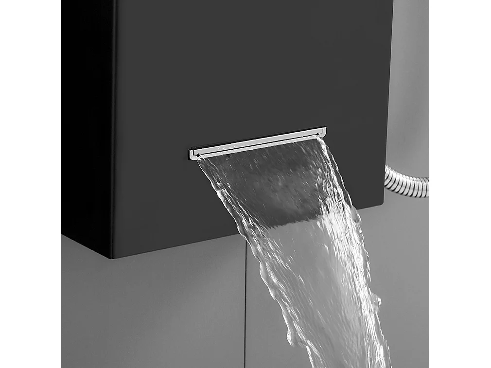 Panneau Colonne de Douche Hydromassante Noir Panneau Douche Kit en Acier Inox avec 6 Grandes Buses Massants Ensemble Douche avec Écran LCD-EU Modèle