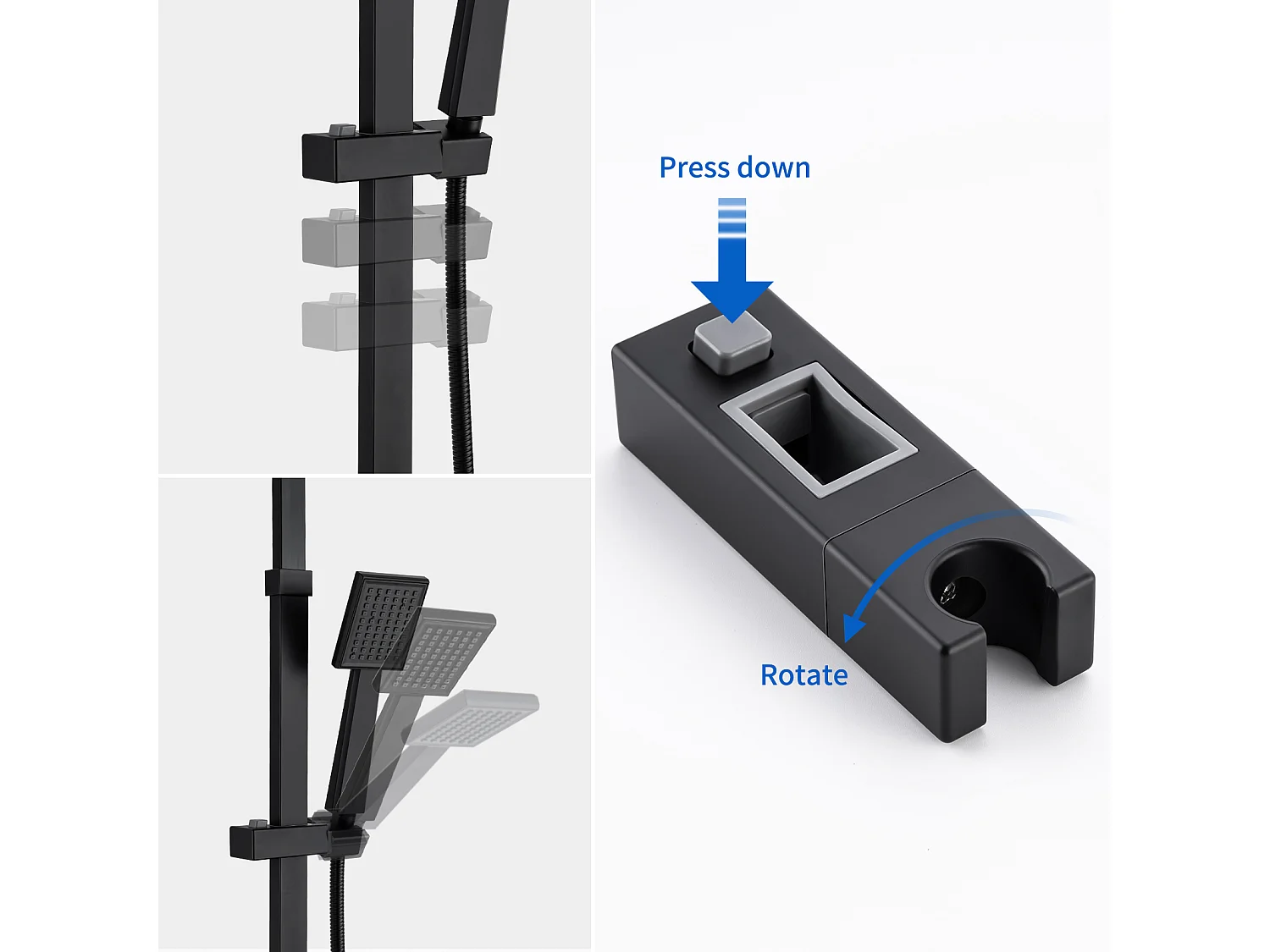 Colonne de Douche Thermostatique, Colonne de Douche Noir Réglable Hauteur, Colonne de douche avec mitigeur, Mitigeur Douche pour Salle de Bain