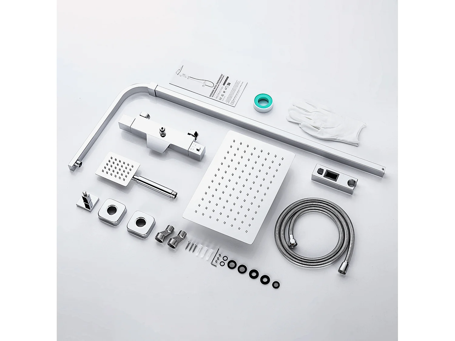 Chrom Duschsäule Duschsystem Wandmontage Duschset mit Duschkopf Handbrause Badewanne Wasserhahn