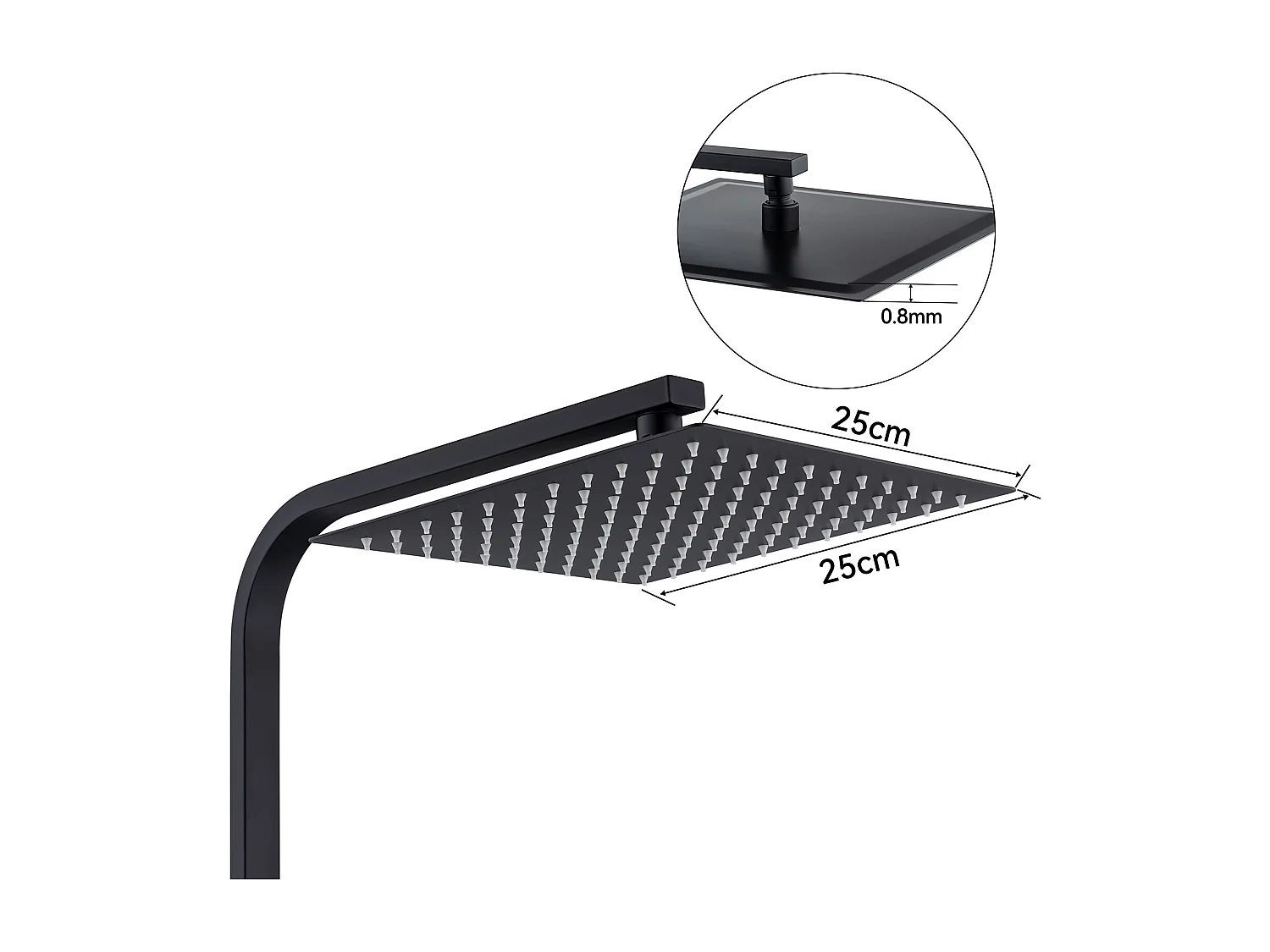 Colonna Doccia Nera,Senza Miscelatore,Altezza Regolabile 690-1130cm+Miscere Termostatico Doccia Pulsante Sicuro a 38°C,Cromato