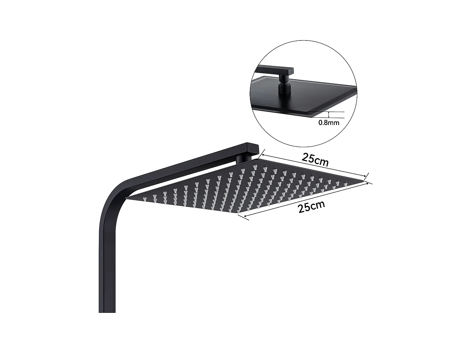 Colonne Douche Noir,Sans Mitigeur,Hauteur Réglable 690-1130cm+Mitigeur Thermostatique Douche Bouton Sécurisé à 38°C,Chromé