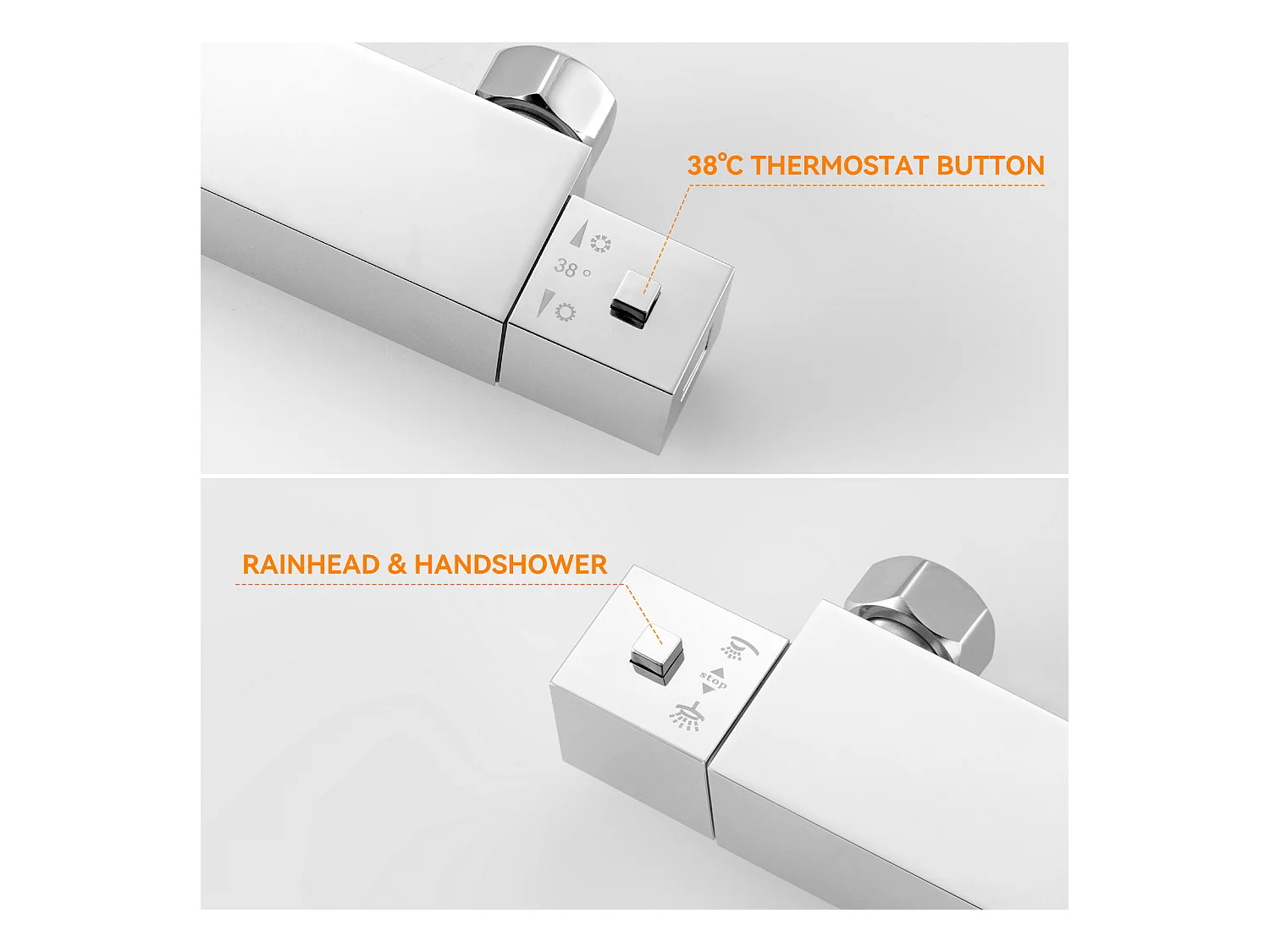 AURALUM MAX Colonne DoucheThermostatique 2 Fonctions Ensemble Douche Thermostat,Tête douche 12 pouces,Système Douche,Hauteur Réglable 96-130cm,Chromé