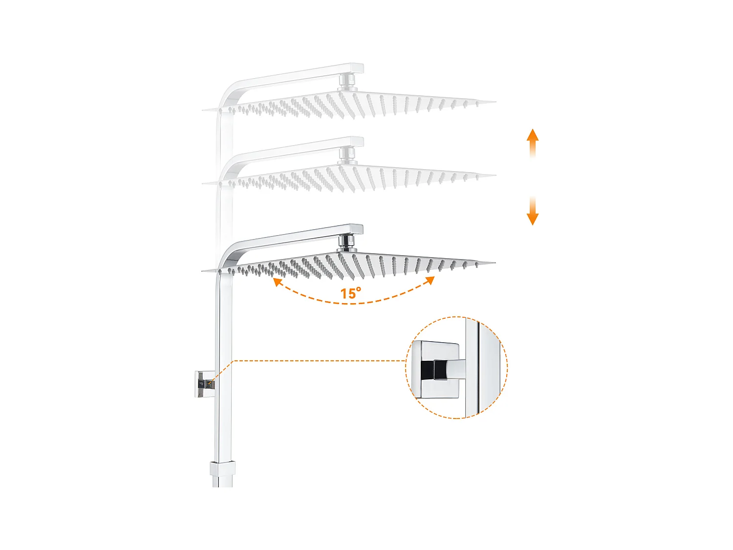 AURALUM MAX Colonne DoucheThermostatique 2 Fonctions Ensemble Douche Thermostat,Tête douche 12 pouces,Système Douche,Hauteur Réglable 96-130cm,Chromé