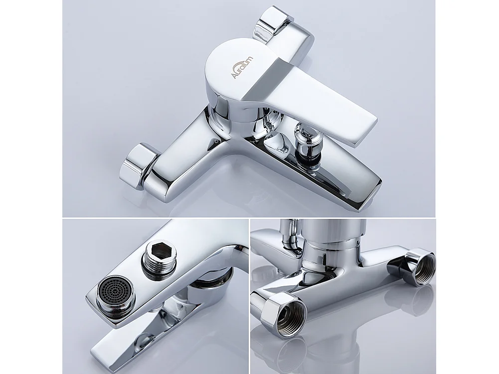 Badmengkraan Verchroomd, Badkraan met Handdouche 5 Jets/Doucheslang (1.5m) SuppOrt, Eengreepsmengkraan Douche Wandmontage