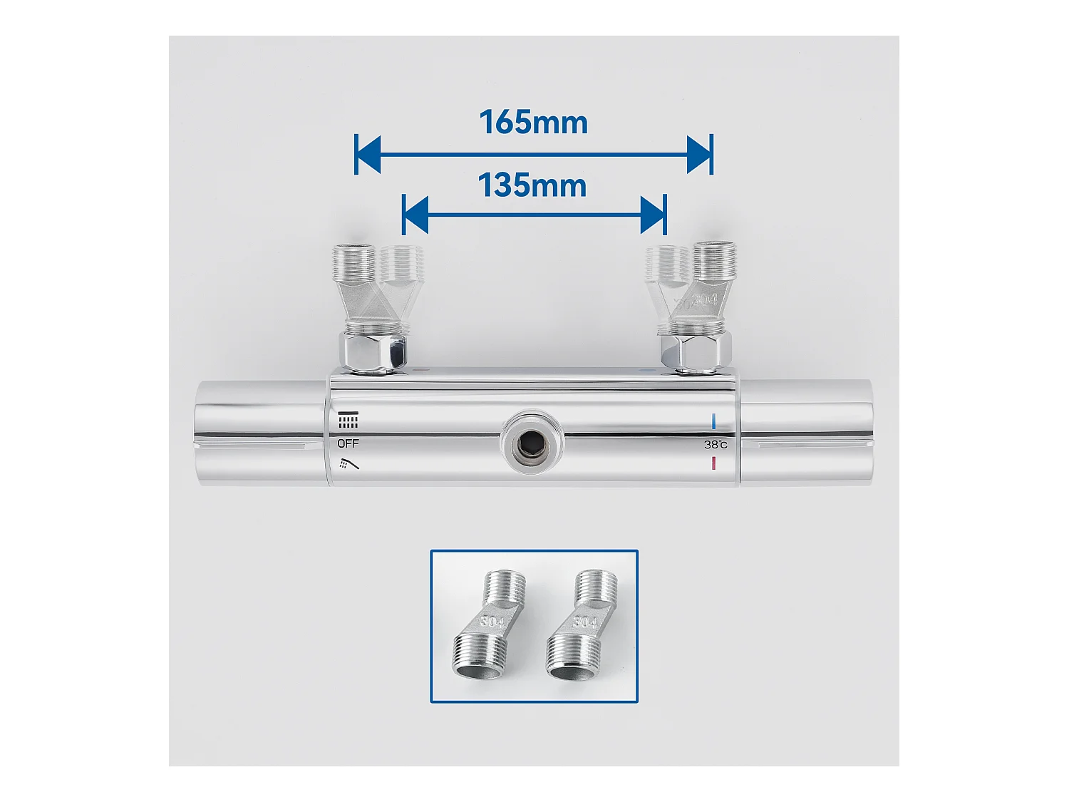 Colonne de Douche Thermostatique Chromé,Hauteur Réglable Set de Douche Douchette avec 3 Jets D’eau+Porte Serviette Salle Bain Adhésif/Perçage,Brossé
