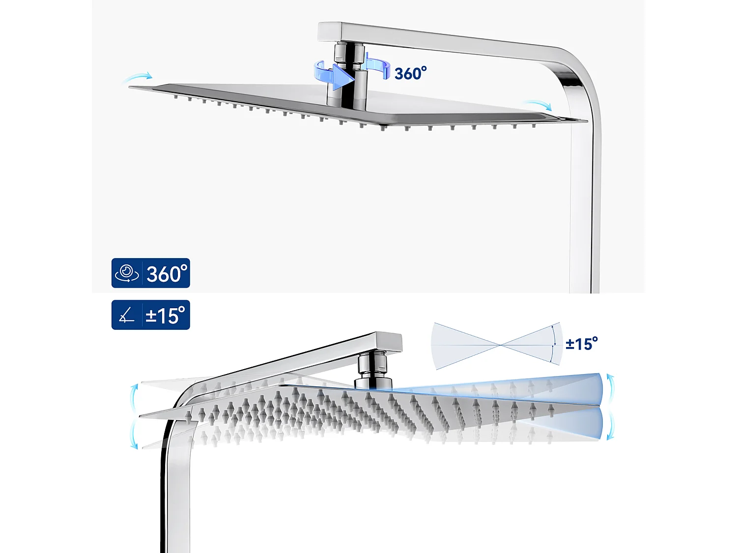 AURALUM MAX Thermostat-Duschsäule Chrom, 3 Funktionen Duschset mit 30 * 20 cm Duschkopf, Duschkopf, Wasserfall-Duschmischer