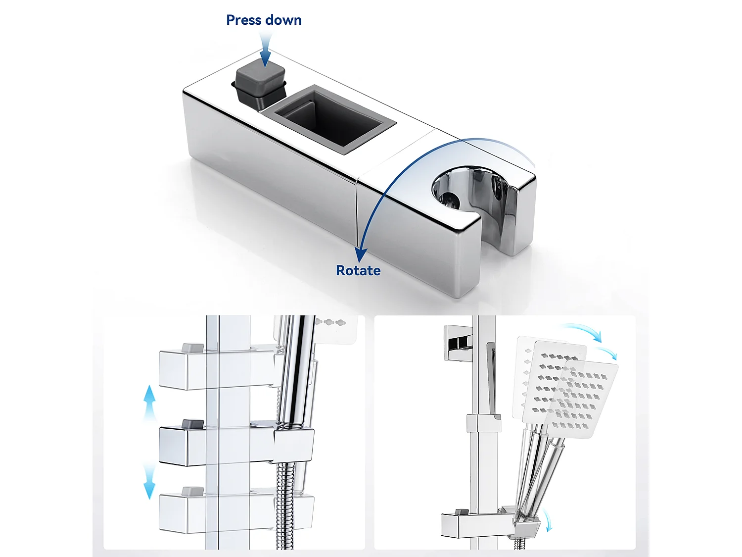 AURALUM MAX Thermostat-Duschsäule Chrom, 3 Funktionen Duschset mit 30 * 20 cm Duschkopf, Duschkopf, Wasserfall-Duschmischer