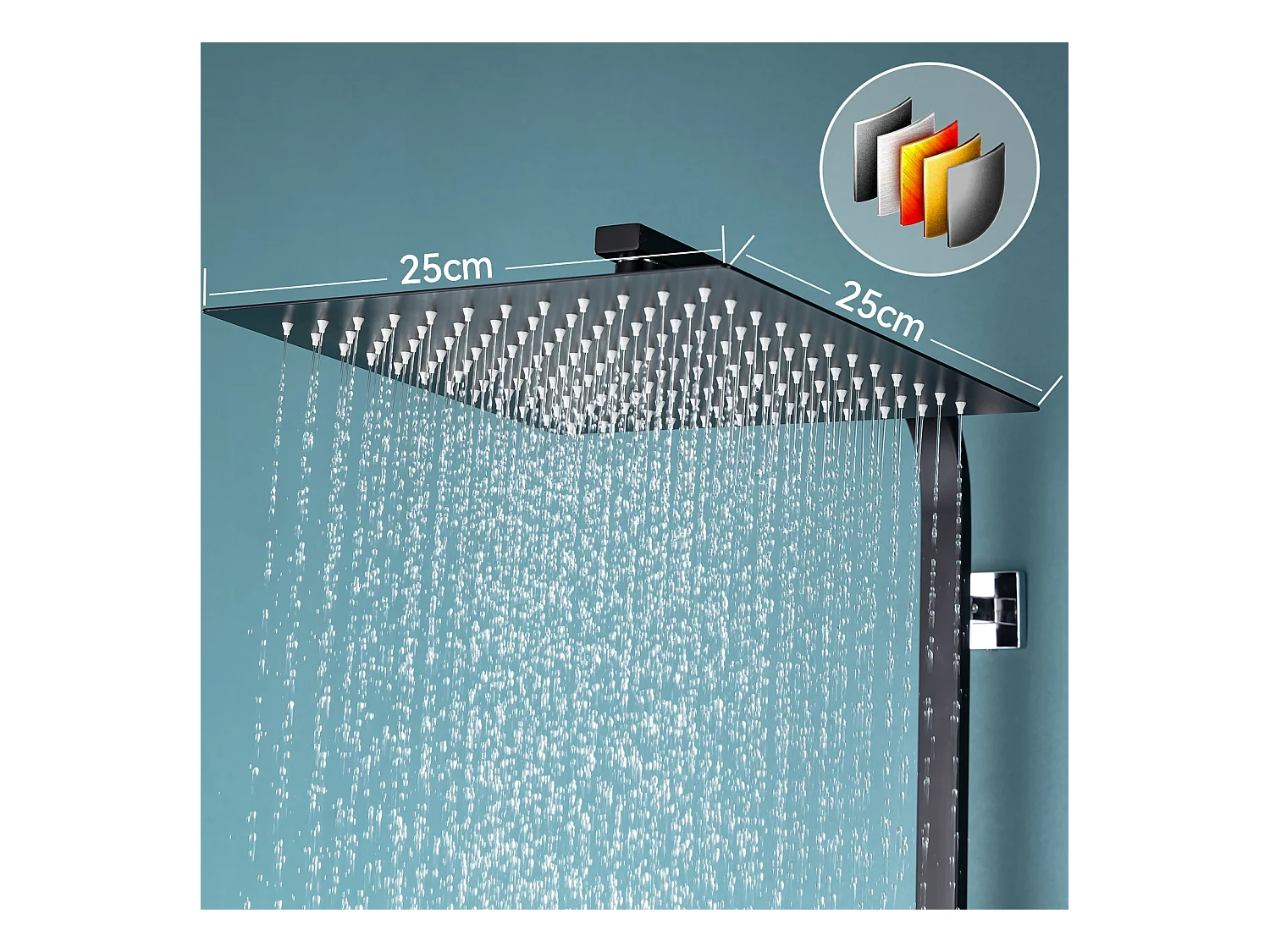 Colonne de Douche Sans Robinetterie Ensemble de Douche Laiton Système de Douche Hauteur Réglable 690-1130 mm Salle de Bain Noir,EU Modèle