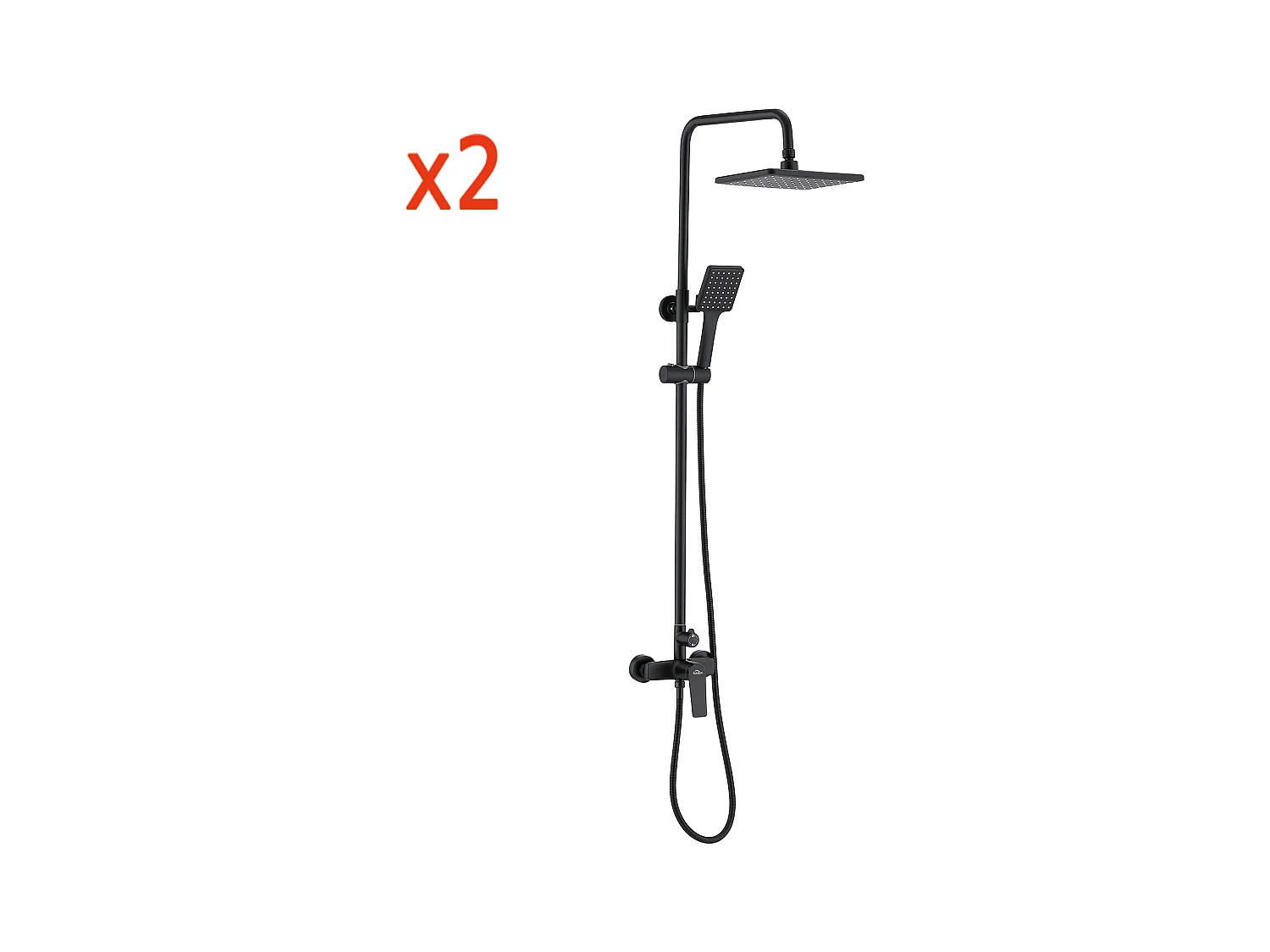 2 stks Zwarte Douchekolom Handvatschakelaar Doucheset met 26*19cm Hoofddouche Vierkante Handdouche voor Badkamer