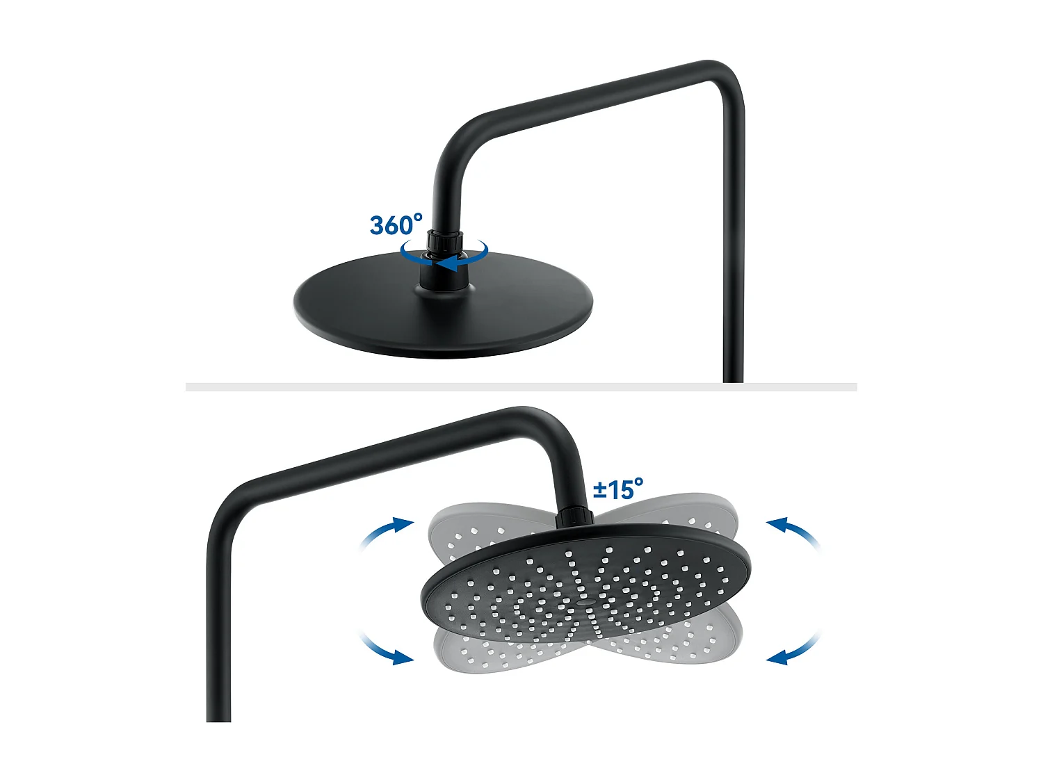 Colonne de Douche Noir avec Mitigeur Thermostatique, Mitigeur Douche avec Tête de Douche,Pommeau à Main 3 Jets,Hauteur Réglable 840-1210mm