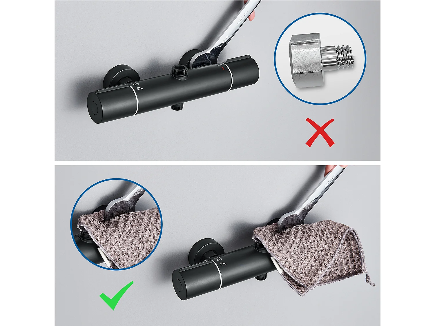 Colonne de Douche Noir avec Mitigeur Thermostatique, Mitigeur Douche avec Tête de Douche,Pommeau à Main 3 Jets,Hauteur Réglable 840-1210mm