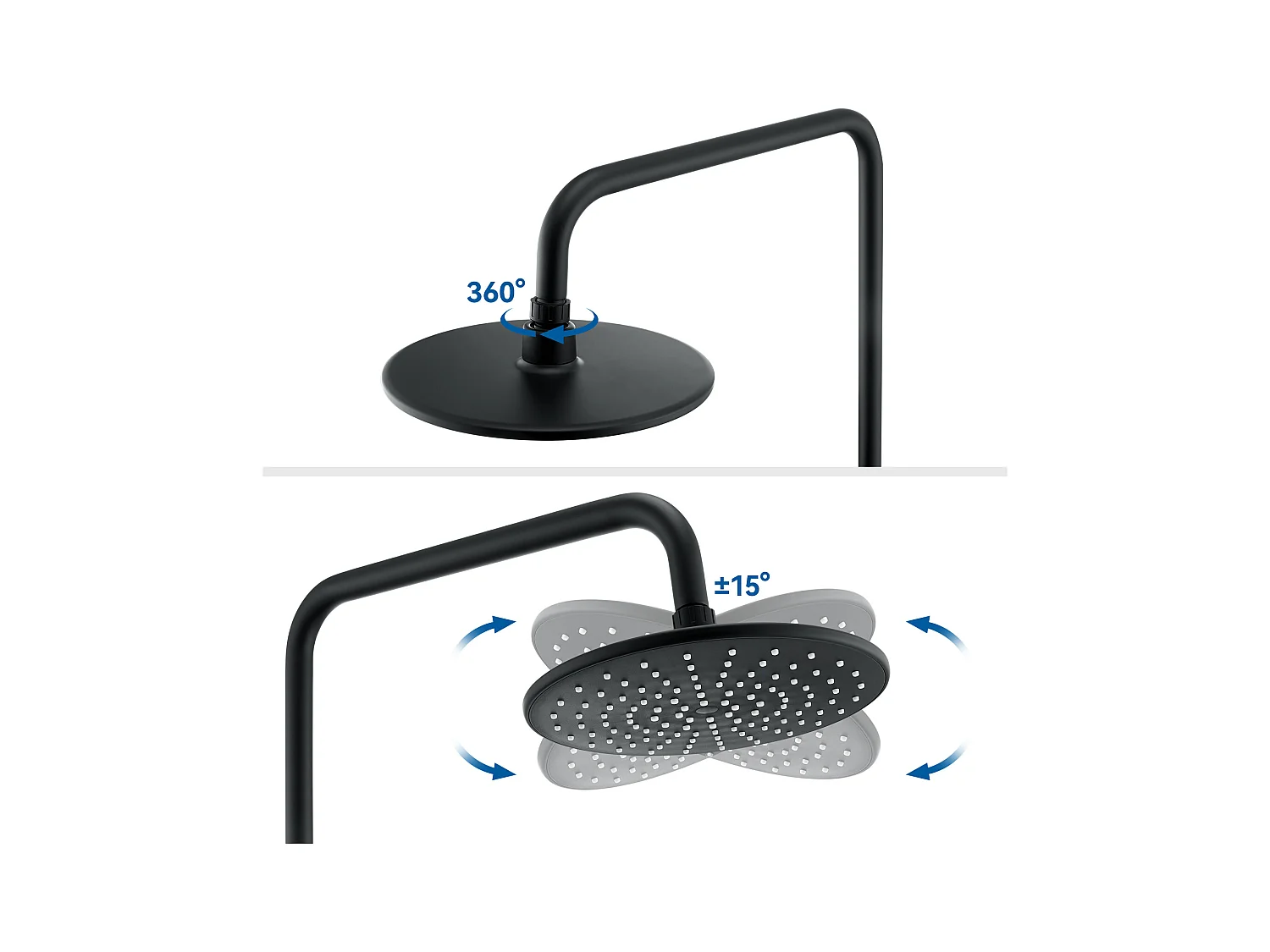 Zwarte douchekolom met thermostatische mengkraan, douchemengkraan met douchekop, handkop 3 stralen, in hoogte verstelbaar 840-1210mm