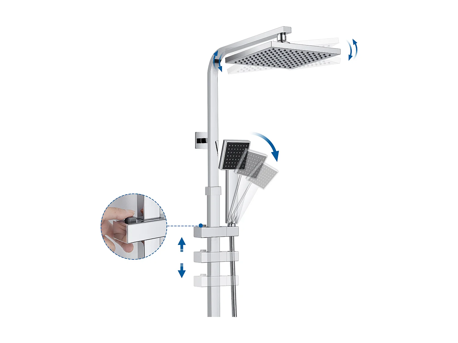 Sistema de Ducha Cuadrado Columna de Ducha con Mezclador Columna de DuchaHe Termostático Sistema de Ducha Cuerpo de Latón