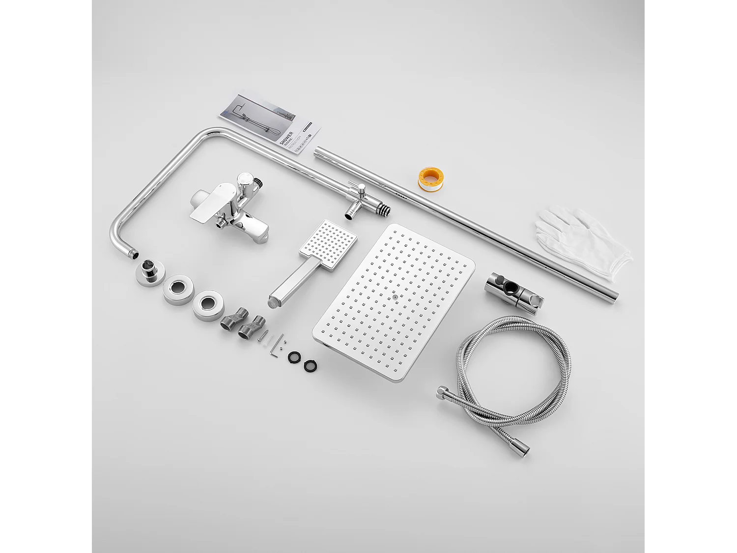 Colonna Doccia Meccanica, Altezza Regolabile 90-1240mm Colonna Doccia Meccanica Kit Set Doccia in Ottone Cromato Solido