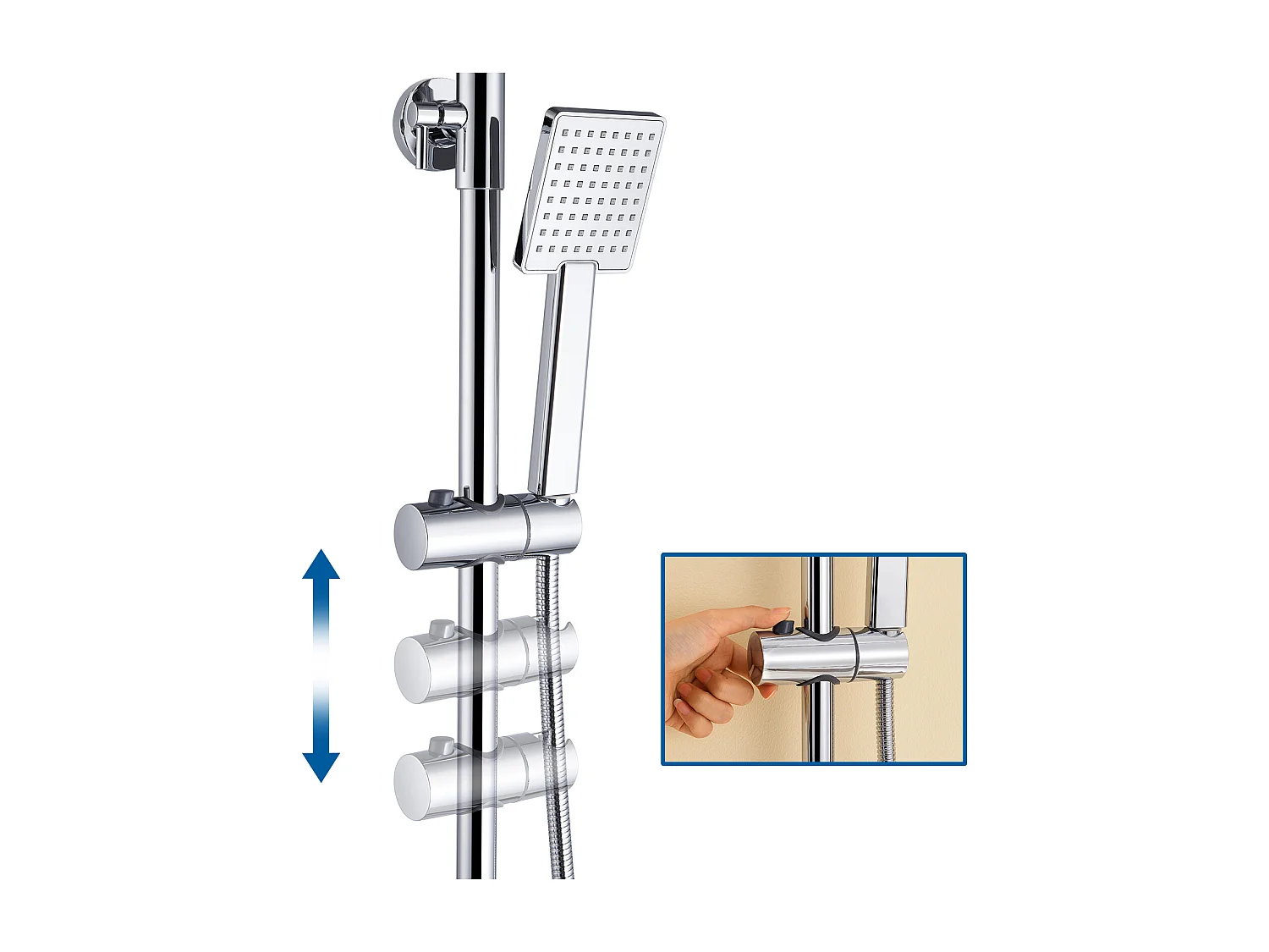 Colonna Doccia Meccanica, Altezza Regolabile 90-1240mm Colonna Doccia Meccanica Kit Set Doccia in Ottone Cromato Solido