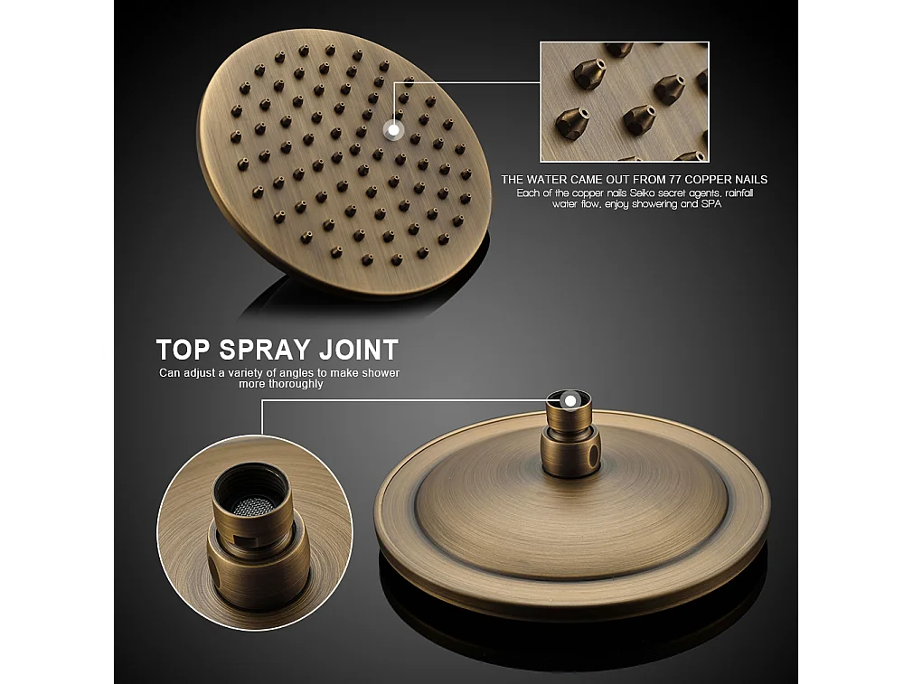 Colonna doccia in laitoN Bronzo Retro,Set Doccia con Miscelatore Meccanico, Sistema Doccia Altezza Regolabile per Bagno