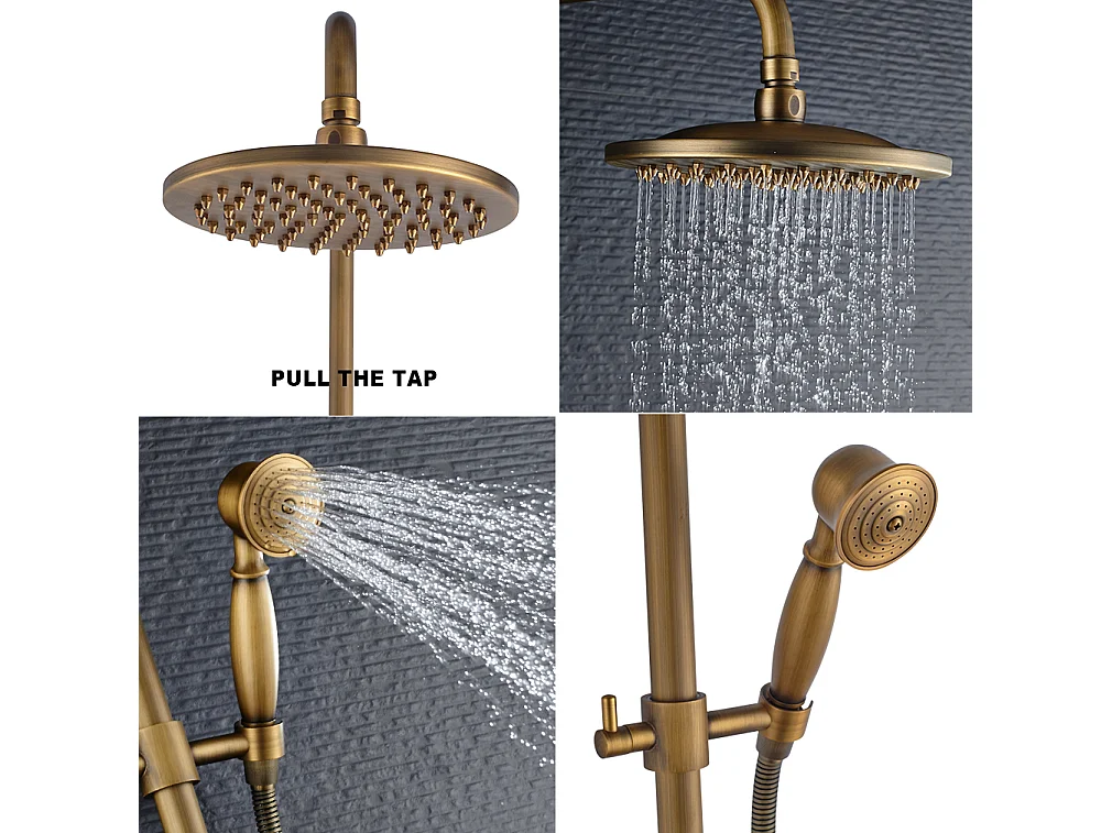 Colonna doccia in laitoN Bronzo Retro,Set Doccia con Miscelatore Meccanico, Sistema Doccia Altezza Regolabile per Bagno