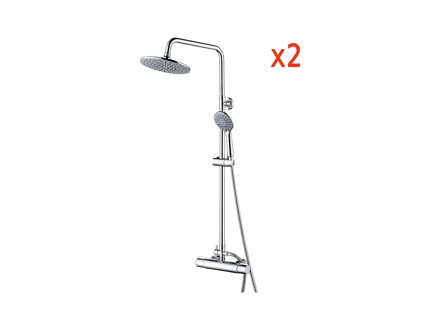 AURALUM MAX  2pcs Colonne Douche Thermostatique Chromé Ensemble Douche Ronde en Laiton Système de Douche Hauteur Réglable Douchette avec 3 Jets D'eau