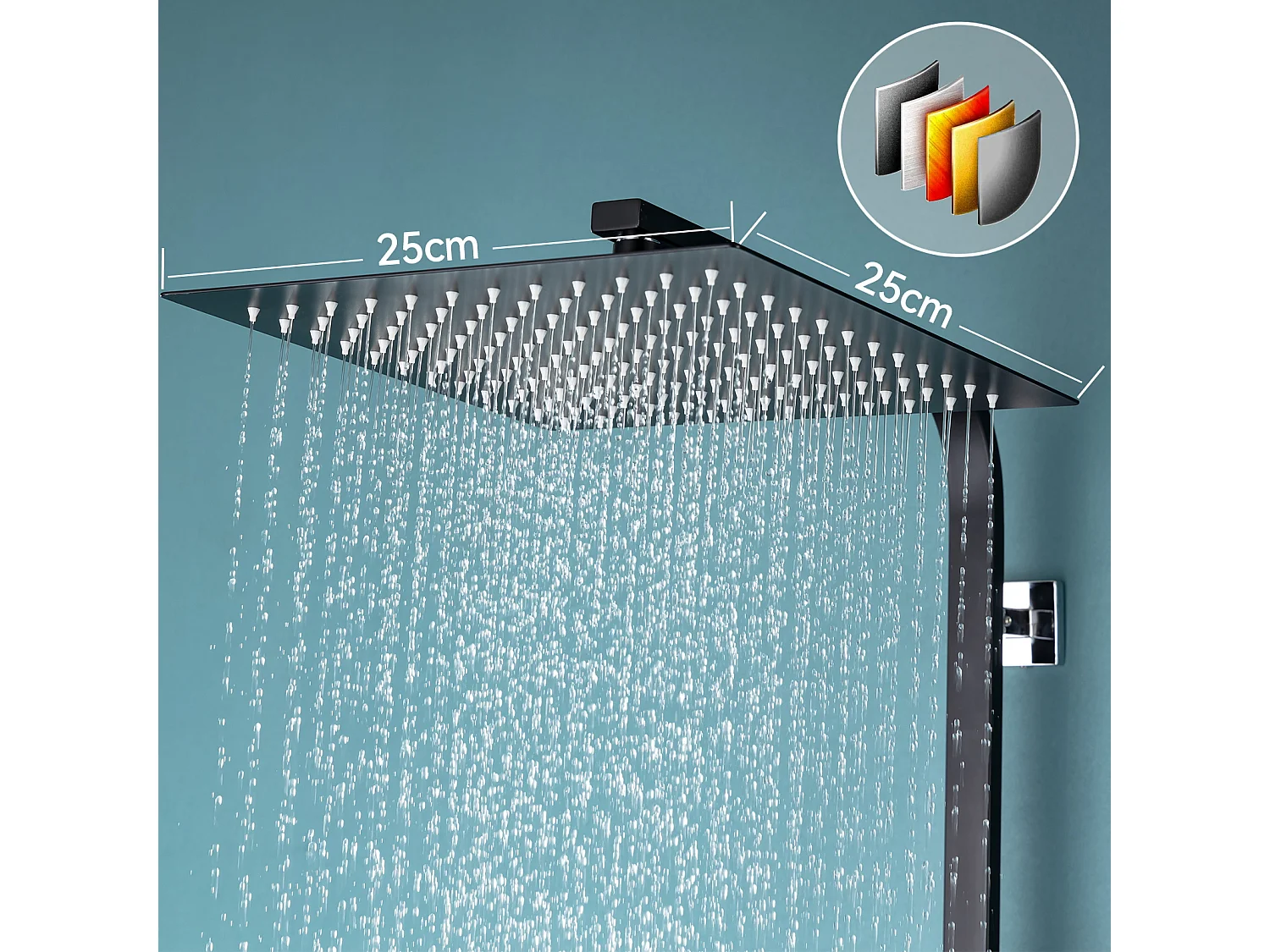 Colonne Douche Sans Mitigeur Système Douche avec Douchette à Main/Tête Douche Carré 10 Pouces/Hauteur Réglable 690-1130 mm Salle Bain,Noir,EU Modèle