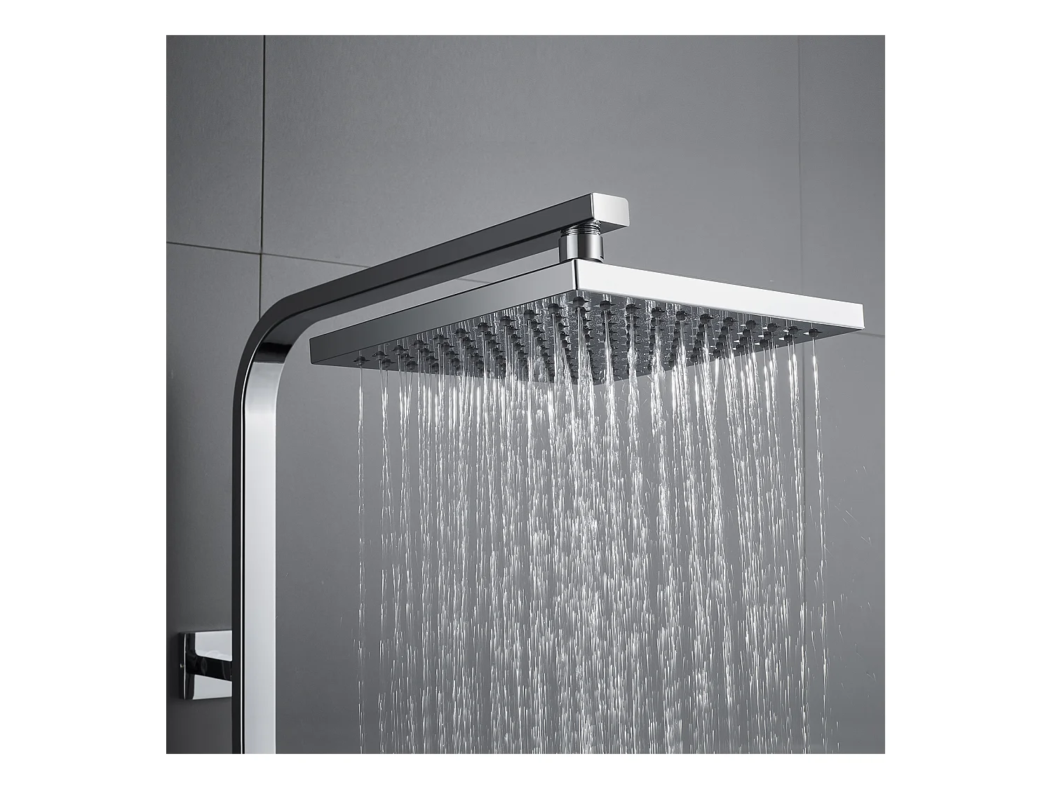 Colonne de Douche Thermostatique Système,Hauteur Réglable Ensemble de Douche avec Douche à Main/Douche à Tête Carrée,38°C Anti-BrûLure,Chrome