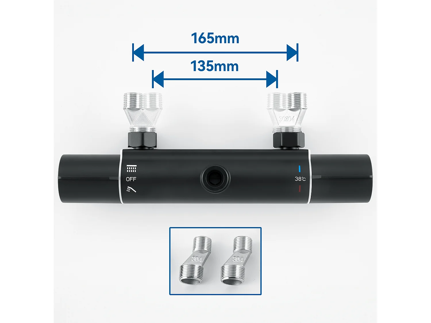 AURALUM MAX Colonne de Douche Noir avec Mitigeur Thermostatique,Mitigeur Douche avec Tête de Douche,Pommeau à Main 3 Jets,Hauteur Réglable 840-1210mm